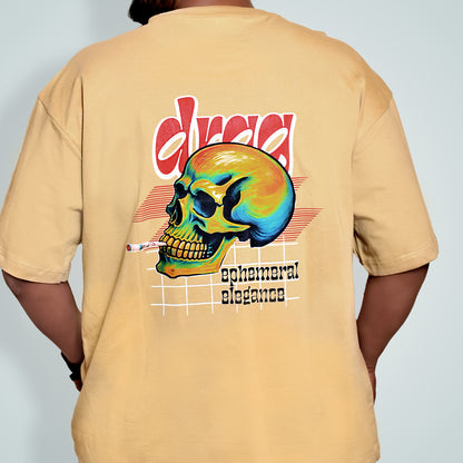 Drag Oversized T-shirt | Both Side Printing | Beige